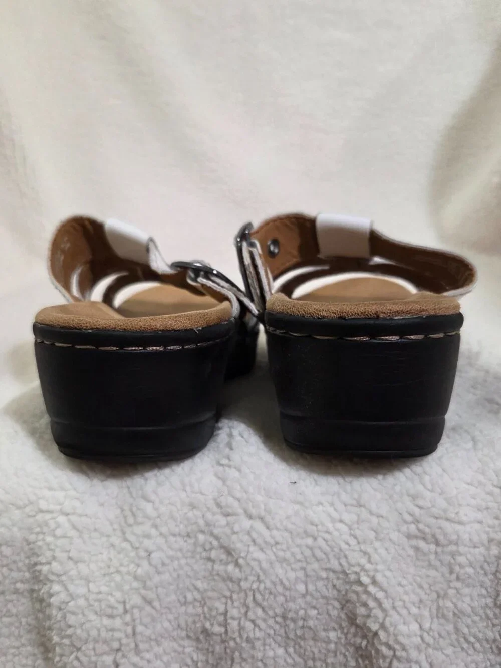 Clarks White Leather Sandals, 8